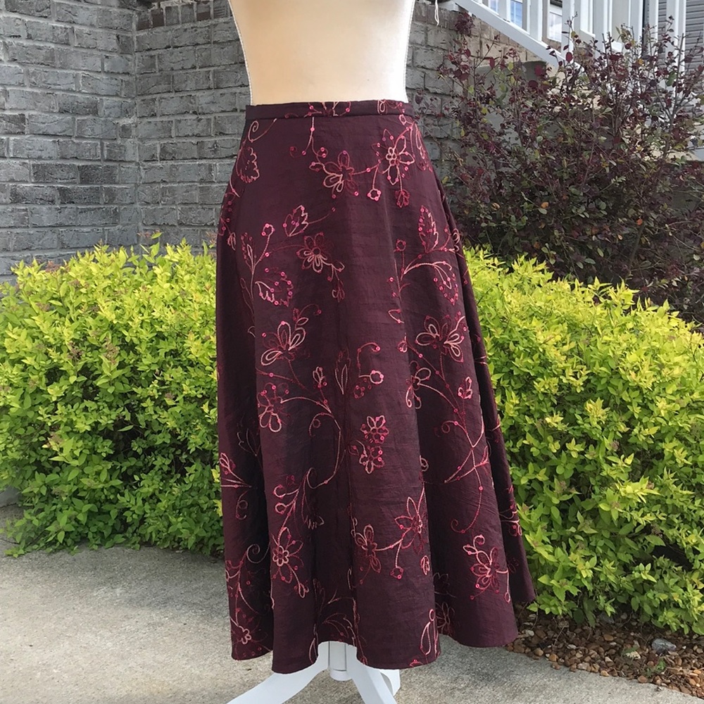 Size 10 Carole Little Burgundy Skirt